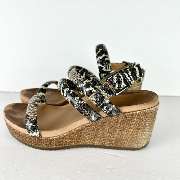 Vionic Kora Raffia Boa Strappy Wedge Slingback Sandal Size 7.5 Leather Snake - Picture 1 of 7